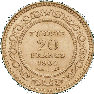 20 francs or tunisie 1904