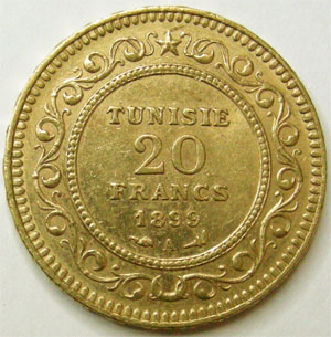 20 francs or 1899 tunisie