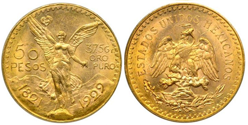 50 pesos en or 1929 Mexique