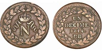 un décime blocus de strasbourg napoleon 1er 1814 BB