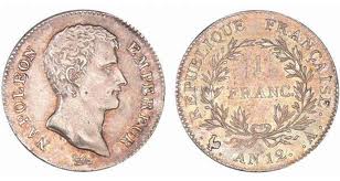 1 franc argent napoleon empereur an 12