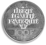 100 francs argent 1989 droits de l-homme