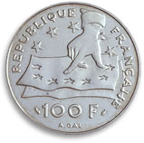 100 francs argent 1991 descartes