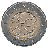 2 euro commémorative 2009 Malte 10ème anniversaire de l’Union économique et monétaire 