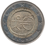 2 euro commémorative 2009 Pays-Bas 10ème anniversaire de l’Union économique et monétaire 