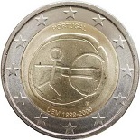 pièce 2 euro 2009 Portugal commémorative 10ème anniversaire de l’Union économique et monétaire 