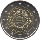 2 euro 2012 Italie commémorative les 10 ans de l'euro