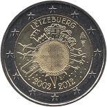 2 euro 2012 Luxembourg commémorative les 10 ans de l'euro