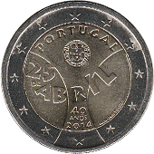 2 euro 2014 Portugal commemorative  40e anniversaire de la Révolution du 25 avril