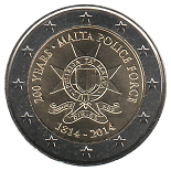 2 euro 2014 Malte 200ème anniversaire des forces de police maltaise