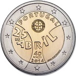 2 euros 2014 portugal commemorative revolution des oeillets