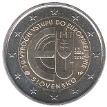 2 euro 2014 Slovaquie 10e anniversaire de l'adhésion de la République slovaque à l'Union européenne
