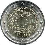 2 euro 2015 Allemagne 30ème anniversaire drapeau européen