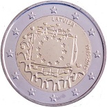 2 euro 2015 commémorative lettonie 30ème anniversaire du drapeau européen