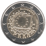 2 euro 2015 Slovaquie 30ème anniversaire du drapeau européen