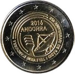 2 euro 2016 Andorre commémorative 25ème anniversaire de la radio et de la télésision publique de l'Andorre