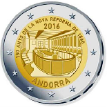 pièce 2 euro 2016 Andorre commémorative pour le 150ème anniversaire de la nouvelle réforme de 1866