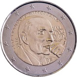 pièce 2 euros 2016 France pour commémorer  François Mitterrand
