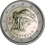 pièce 2 euros 2016 italie commemorative Donatello pour célébrer le 550ème anniversaire de sa mort