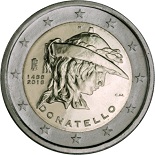 pièce 2 euros 2016 italie commemorative Donatello pour célébrer le 550ème anniversaire de sa mort