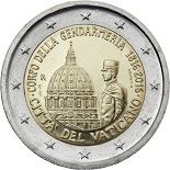 pièce 2 euros 2016 Vatican 200ème anniversaire de la gendarmerie du Vatican