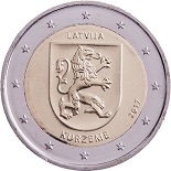 pièce 2 euro 2017 lettonie commémorative pour la région Kurzeme