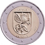 pièce 2 euro 2017 lettonie commémorative la région Latgale