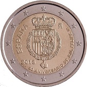 pièce 2 euro 2018 Espagne 50e anniversaire du roi Felipe VI