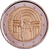 2 euro 2018 Espagne pour commémorer la vieille ville de Saint Jacques de Compostelle