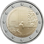 2 € euro commémorative 2020 Allemagne pour le 50ème anniversaire de la génuflexion de Varsovie
