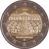 2 € euro commémorative 2020 Allemagne, Brandebourg et le palais de Sanssouci
