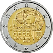 2 € euro commémorative 2020 Slovaquie pour le 20e anniversaire de l'adhésion de la Slovaquie à l'OCDE