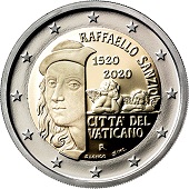 2 € euro commémorative 2020 Vatican 500e anniversaire de la mort de Raffaello Sanzio