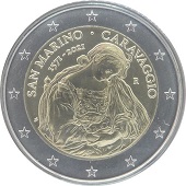 2 € euro commémorative 2021 Saint-Marin pour le 450e anniversaire de la naissance de Michelangelo Merisi da Caravaggio