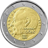 2 € euro commémorative 2021 Slovaquie pour le centenaire de la naissance de Alexander Dubcek.