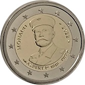 2 € euro commémorative 2022 Prinpauté de Monaco pour le centenaire de la mort du Prince Albert Ier de Monaco