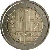 2 € euro commémorative 2021 Slovénie pour le 150e anniversaire de la naissance de l'architecte Jože Plecnik