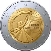 2 € euro commémorative 2023 Principauté d'Andorre pour célébrer les Fêtes du solstice d'été en Andorre (Festes del solstici d'estiu)