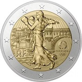 2 € commémorative 2023 France Semeuse consacrée aux Jeux olympiques d'été Paris 2024