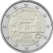 2 € commémorative 2023 Slovaquie pour le 200e anniversaire du début de la voie postale hippomobile