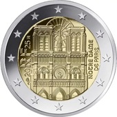 2 euro commémorative 2025 France dédiée à la Cathédrale Notre Dame de Paris.