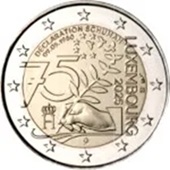 2 euro commémorative 2025 Luxembourg pour le 75e anniversaire de la Déclaration Schuman