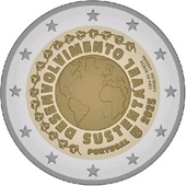 2 euro commémorative 2025 Portugal dédiée au Développement durable. 