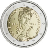 2 euro commémorative 2025 Saint-Marin pour le 550e anniversaire de la naissance de Michel-Ange