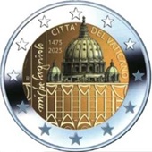 2 euro commémorative 2025 Vatican pour le 550e anniversaire de Michel-Ange