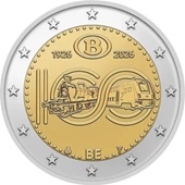 2 euro commémorative 2026 Belgique pour les 100 ans des Chemins de fer belges SNCB