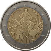 2 euro commémorative 2026 Lettonie pour commémorer la tradition des marchés de Noël.