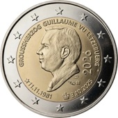 2 euro commémorative 2026 Luxembourg dédiée à l'accession au trône du grand-duc Guillaume et son 45e anniversaire
