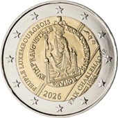 2 euros commémorative 2026 Luxembourg pour le 40e anniversaire de l’attribution du Prix International Charlemagne au Peuple Luxembourgeois