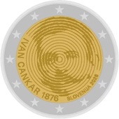 2 euros commémorative 2026 Slovénie pour commémorer le 150e anniversaire de la naissance d'Ivan Cankar